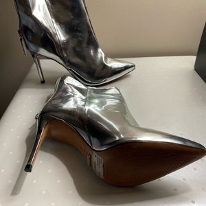 Schutz 100% leather silver mirror boots.